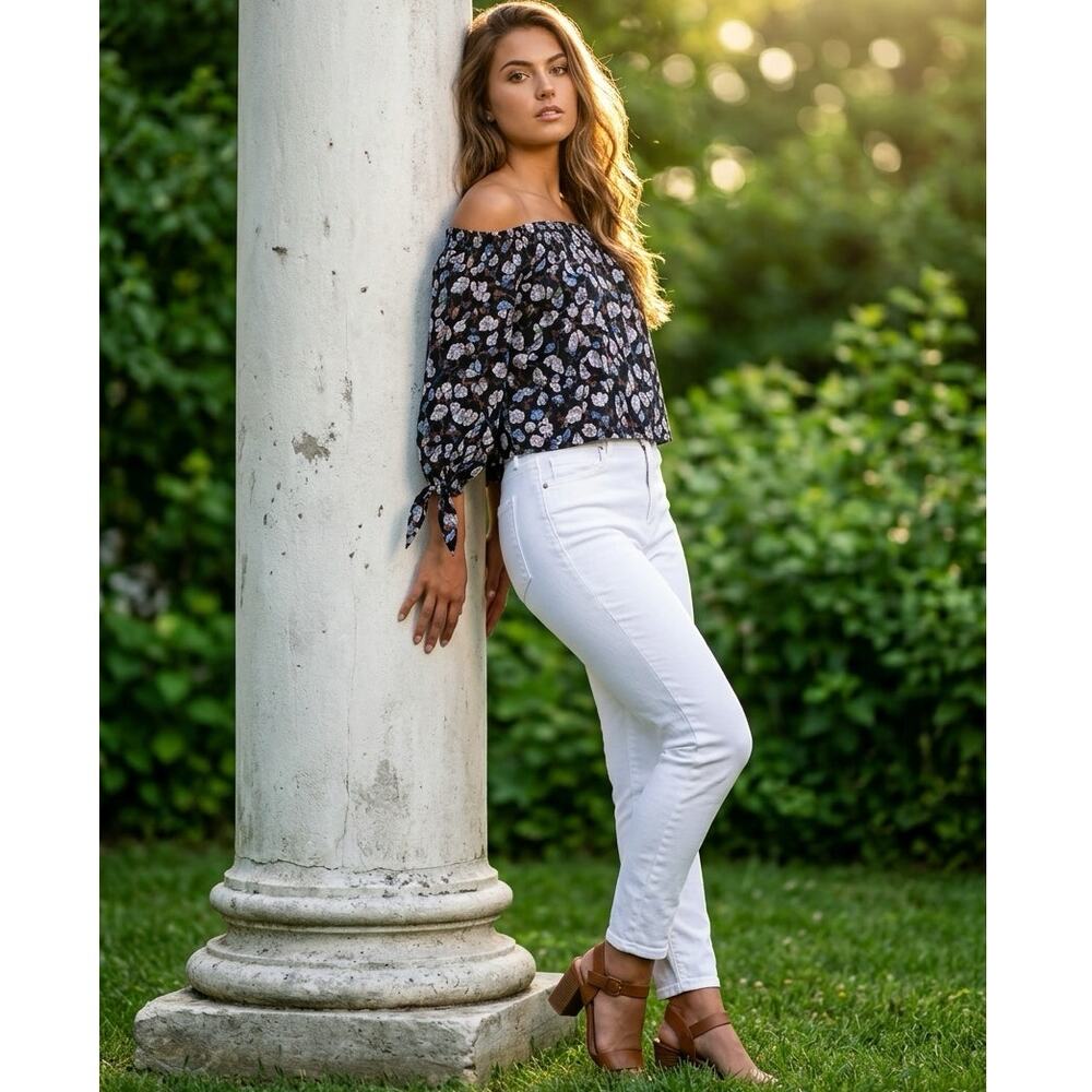 Free People We The Free Lexington Off Shoulder Floral Multicolor Top Size Large